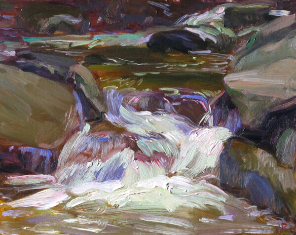 juicy painting of waterfall by artist Judith Reeve
